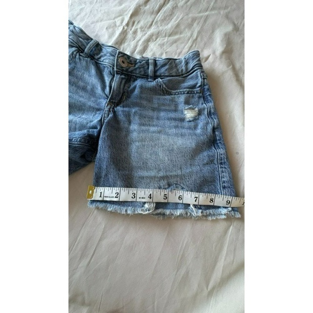 Abercrombie Kids Girls Mid Rise Baggy Denim Shorts Size 9/10 Distressed Jeans - Picture 11 of 15
